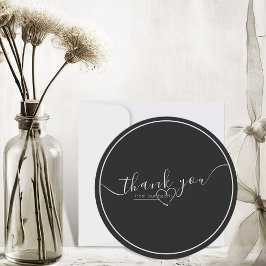 Modern Black & White Elegant Calligraphy Bröllop Tack Kort