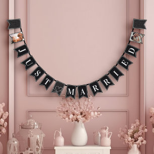 Modern Black & White Elegant Ny gifta Vimplar