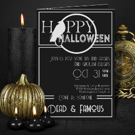 Modern Black White Elegant Vuxen Halloween fest Inbjudan