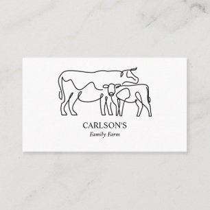 Modern Black & White Family Cattle Farm Visitkort