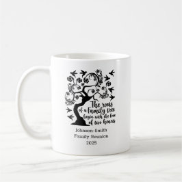 Modern Black White Family Reunion Citat Träd Kaffemugg