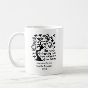 Modern Black White Family Reunion Citat Träd Kaffemugg