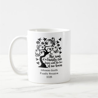 Modern Black White Family Reunion Citat Träd Kaffemugg