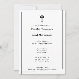 Modern Black & White First Heliga Communion Tack Kort