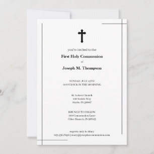 Modern Black & White First Heliga Communion Tack Kort