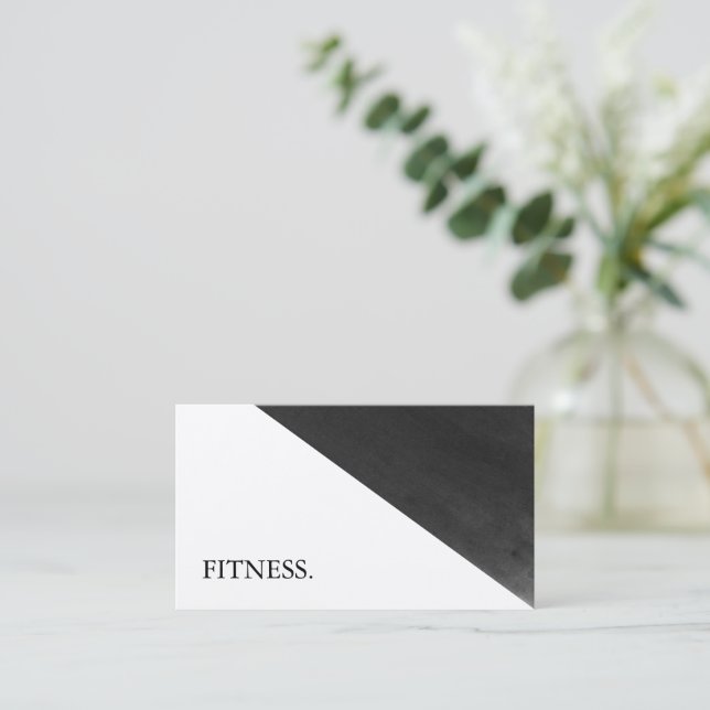 Modern Black & White Fitness Visitkort (Stående Fram)