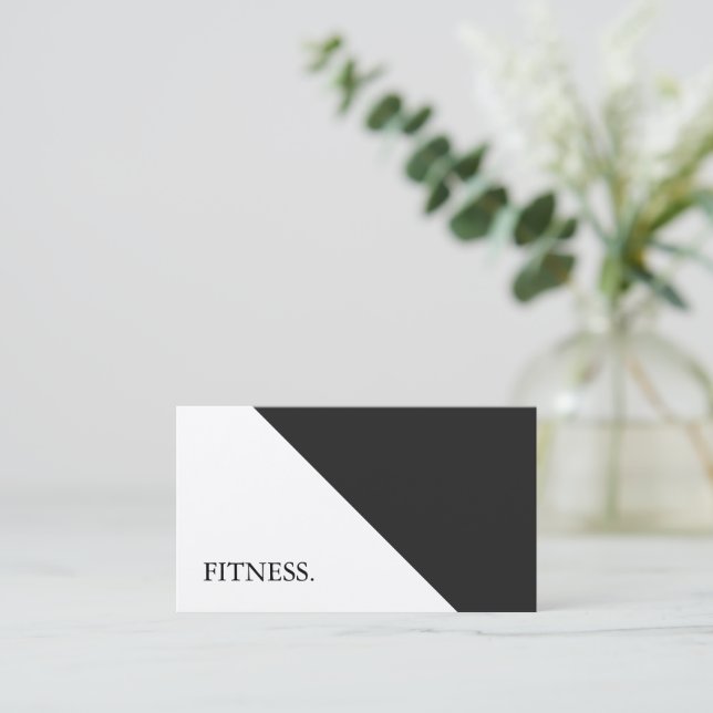 Modern Black & White Fitness Visitkort (Stående Fram)