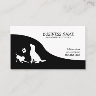 Modern Black & White Foot Silhouette Hund Walking Visitkort
