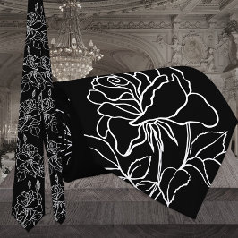 Modern Black & White Garden Ro Bröllop Slips