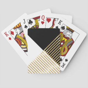 Modern Black White Geometric Guld Rand Casinokort
