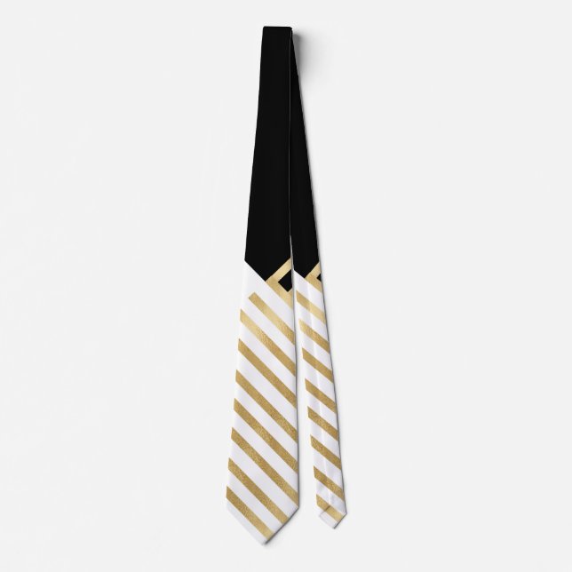Modern Black White Geometric Guld Rand Slips (Framsida)