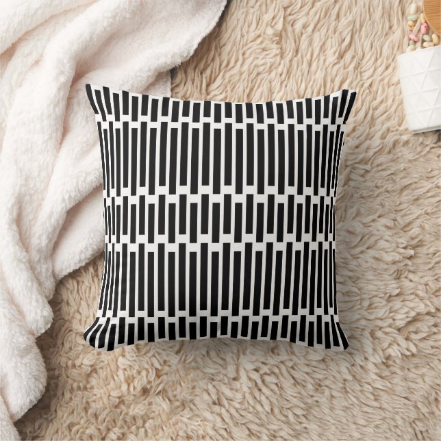 Modern Black White Geometric Pillow Kudde (Filt)
