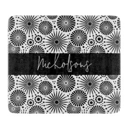 Modern black white geometric starburst Name 