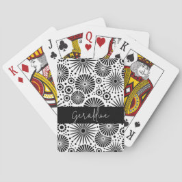 Modern black white geometric starburst Name  Casinokort