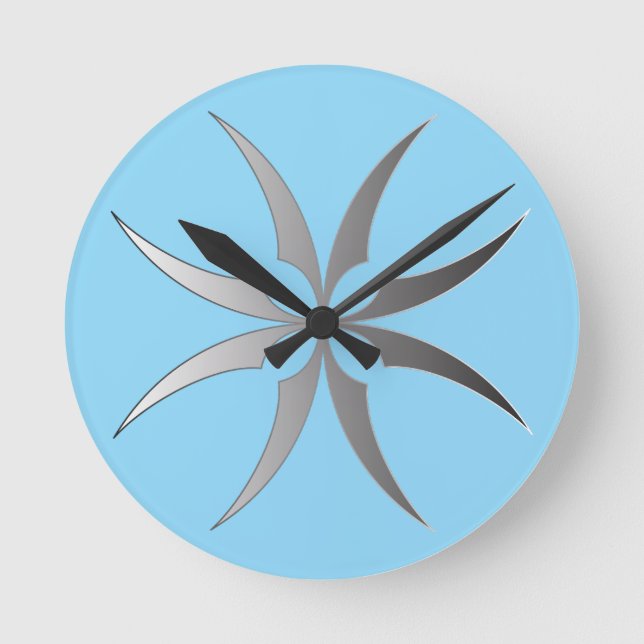 Modern Black & White Geometric Tech Wall Clock Rund Klocka (Framsida)