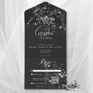 Modern Black & White Glam Diamonds QR-kod