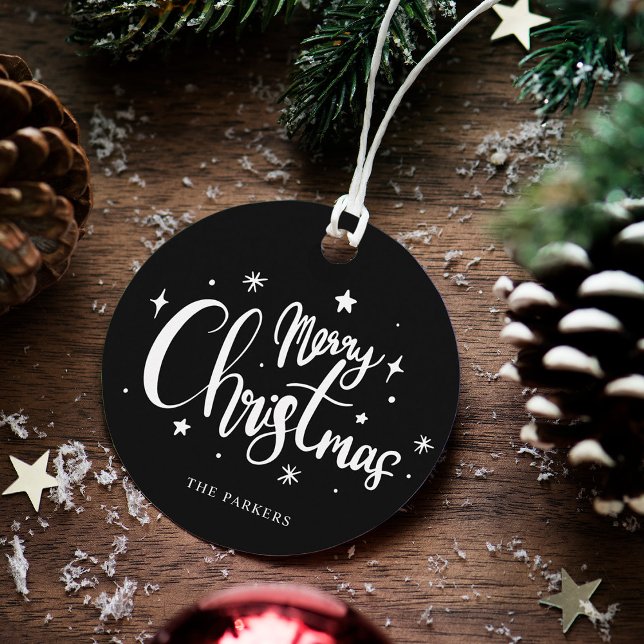 Modern Black & White God jul-skript Gåvor Etiketter (Skapare uppladdad)