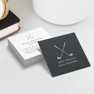 Modern Black & White Golf Pro eller handledare Fyrkantigt Visitkort
