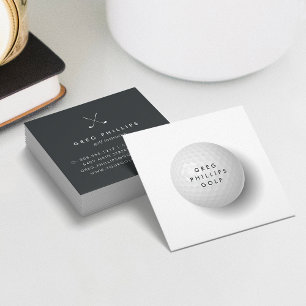Modern Black & White Golf Pro eller handledare Fyrkantigt Visitkort