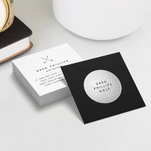 Modern Black & White Golf Pro eller handledare Fyrkantigt Visitkort