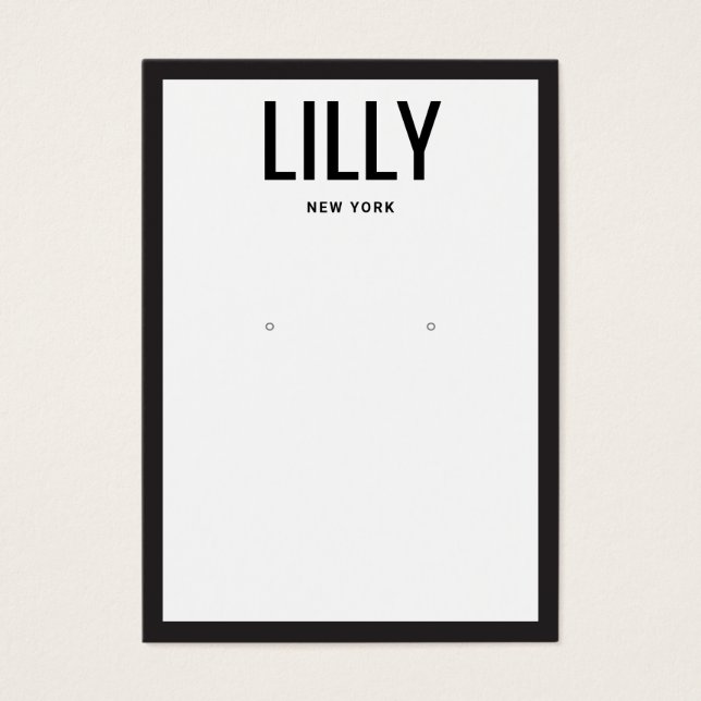 Modern Black White Gräns Earring Visning Card Visitkort (Framsidan)