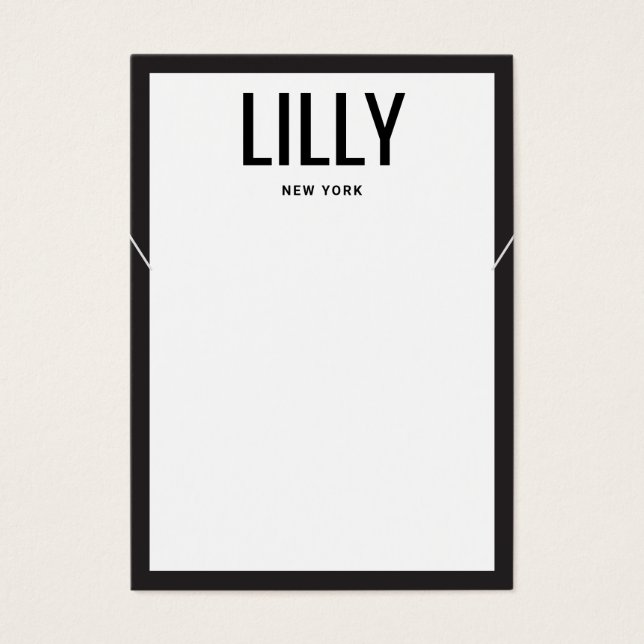 Modern Black White Gräns Necklace-Visning Card Visitkort (Framsidan)