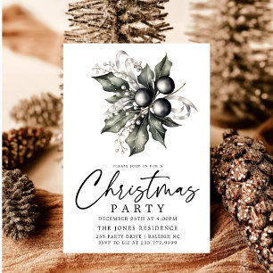 Modern Black & White Guld-julfransen Party Inbjudningar