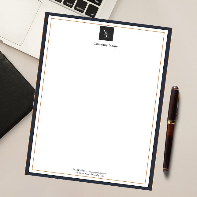 Modern Black White Guld med Business Logotyp Anteckningsblock (Skapare uppladdad)