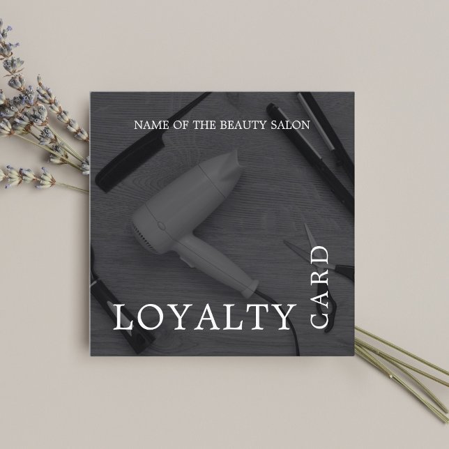 Modern Black White Hair Salon Loyalty Lojalitetskort (Skapare uppladdad)