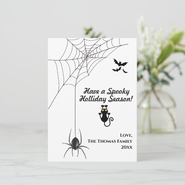 Modern Black & White Halloween Holliday Season Inbjudningar (Stående Fram)