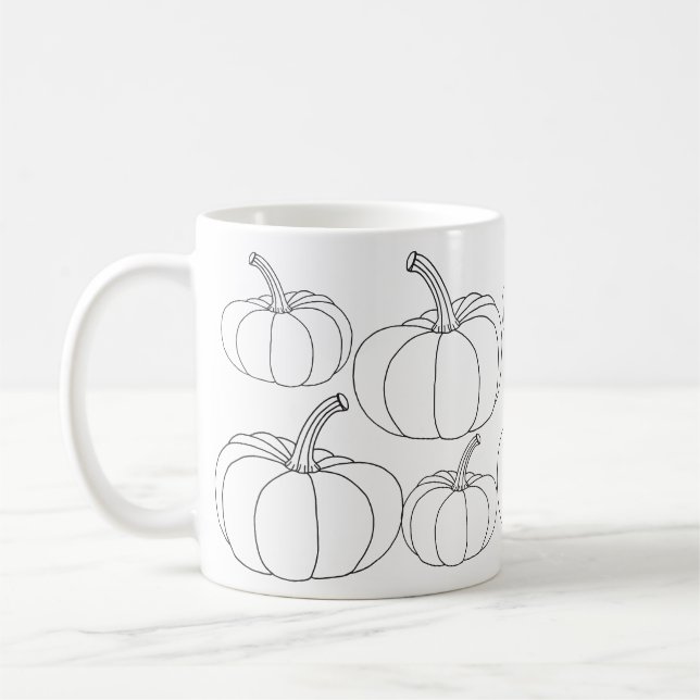 Modern Black & White Halloween Pumpkins Kaffemugg (Vänster)