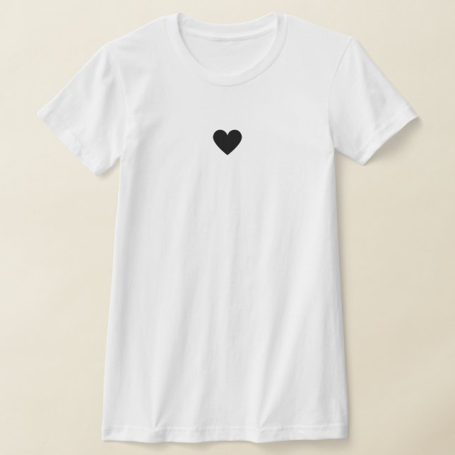 Modern Black White Heart Snyggt Chic Kärlek Anpass T Shirt (Laydown)