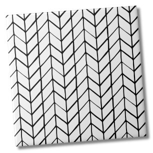 Modern Black White Herringbone Kakelplatta