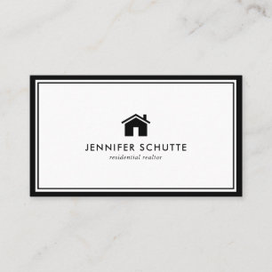 Modern Black & White Home Logotyp Real Gods Broker Visitkort