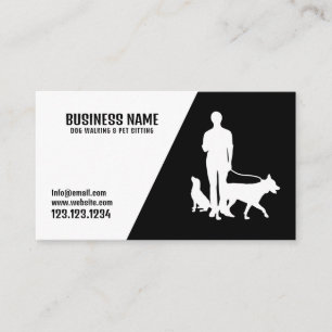 Modern Black & White Hundar Silhouette Hund Walkin Visitkort