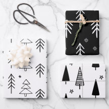 Modern Black & White Julgranar Stars