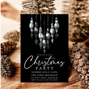 Modern Black & White-julprydnader Party Inbjudningar