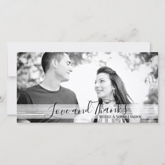 Modern Black & White Kärlek och tack-fotokort Tack Kort (Framsida)