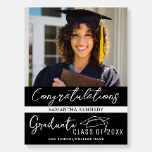 Modern Black & White-klass för 2025 Grad Cap-foto