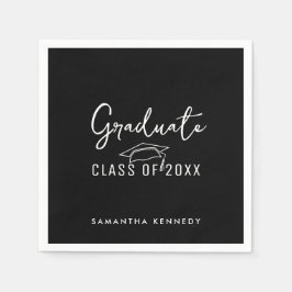 Modern Black & White-klass för 2025-Studentmössan Pappersservett