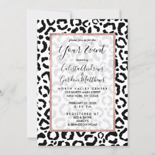 Modern Black White Leopard Animal Print Mönster Inbjudningar