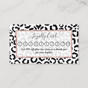 Modern Black White Leopard Animal Print Mönster Lojalitetskort