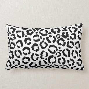 Modern Black White Leopard Animal Print Mönster Lumbarkudde