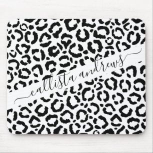Modern Black White Leopard Animal Print Mönster Musmatta