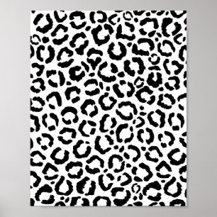 Modern Black White Leopard Animal Print Mönster Poster