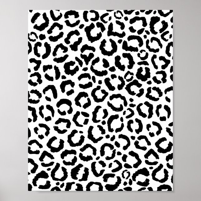 Modern Black White Leopard Animal Print Mönster Poster (Framsidan)