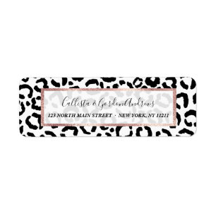 Modern Black White Leopard Animal Print Mönster Returadress Etikett