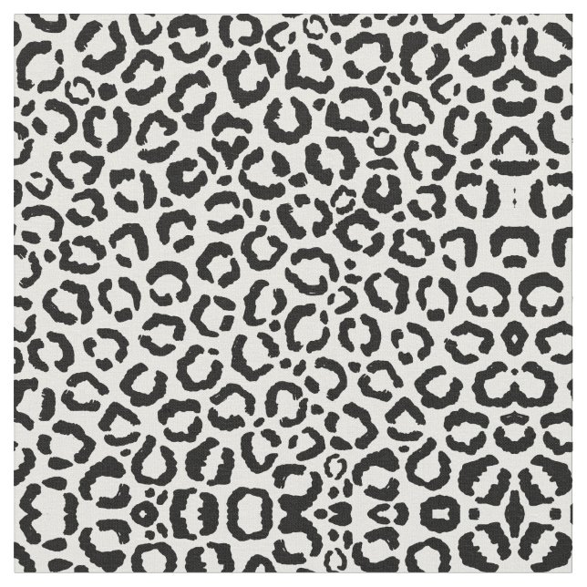 Modern Black White Leopard Animal Print Mönster Tyg (Närbild)
