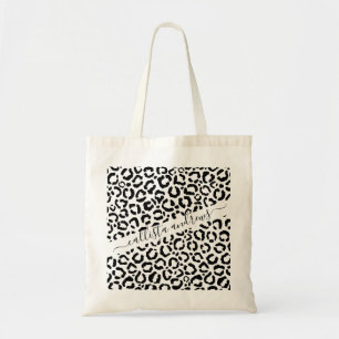 Modern Black White Leopard Animal Print Mönster Tygkasse