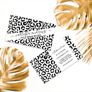 Modern Black White Leopard Animal Print Mönster Visitkort